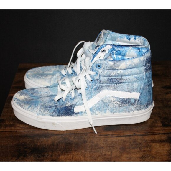 VANS High Top Sneakers Splatter Paint Blue Women’s Size 9 WORN ONCE - Picture 2 of 6